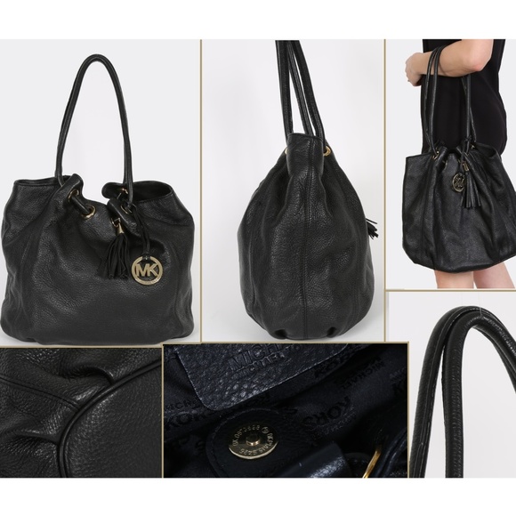 NEW LRG Michael Kors Ring Tote MD EW Black Leather - Picture 8 of 8